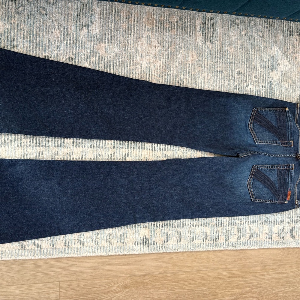 7 For All Mankind Dark Blue Wide Leg Jeans